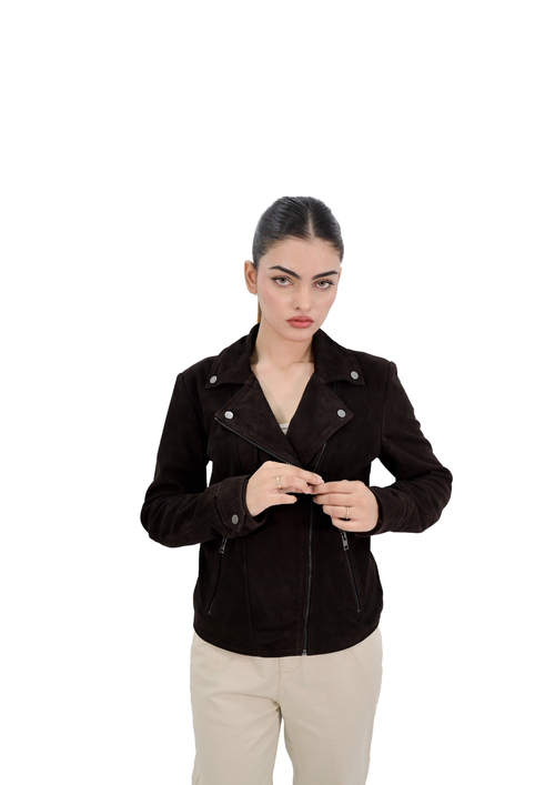 Classic Leather Motorcycle Jacket Women with Zip Out Lining