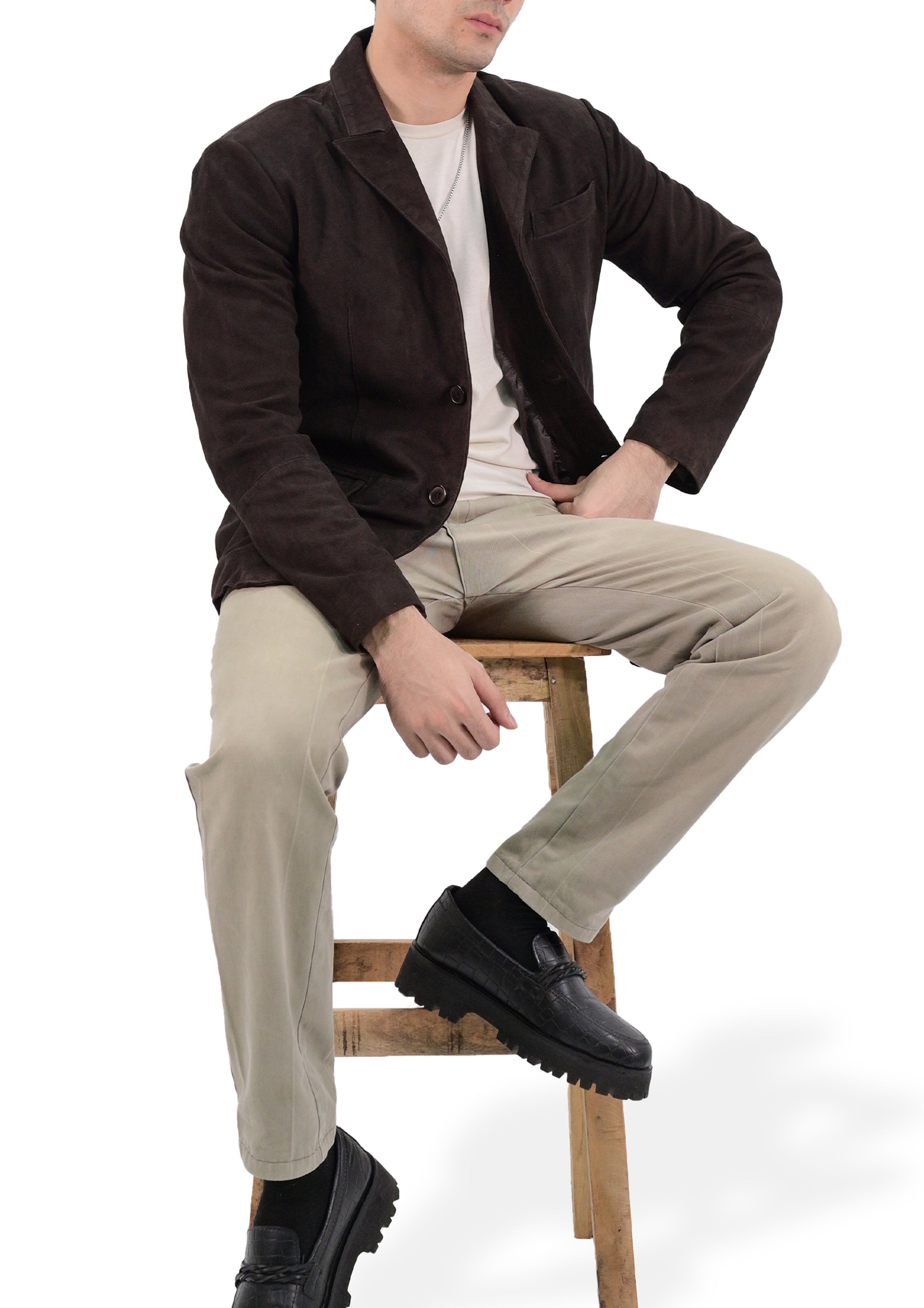 Black Leather Blazer for Men