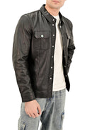 Men’s Classic Shirt-Style Leather Jacket - Genuine Lambskin Smart-Casual Layer