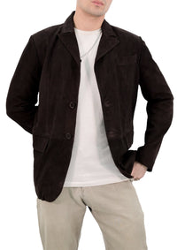 Black Leather Blazer for Men