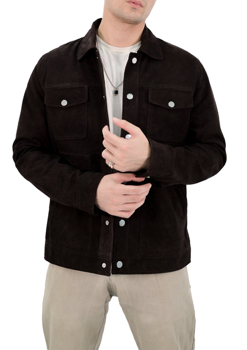 Shirt Collar Style Real Lambskin Leather Jacket