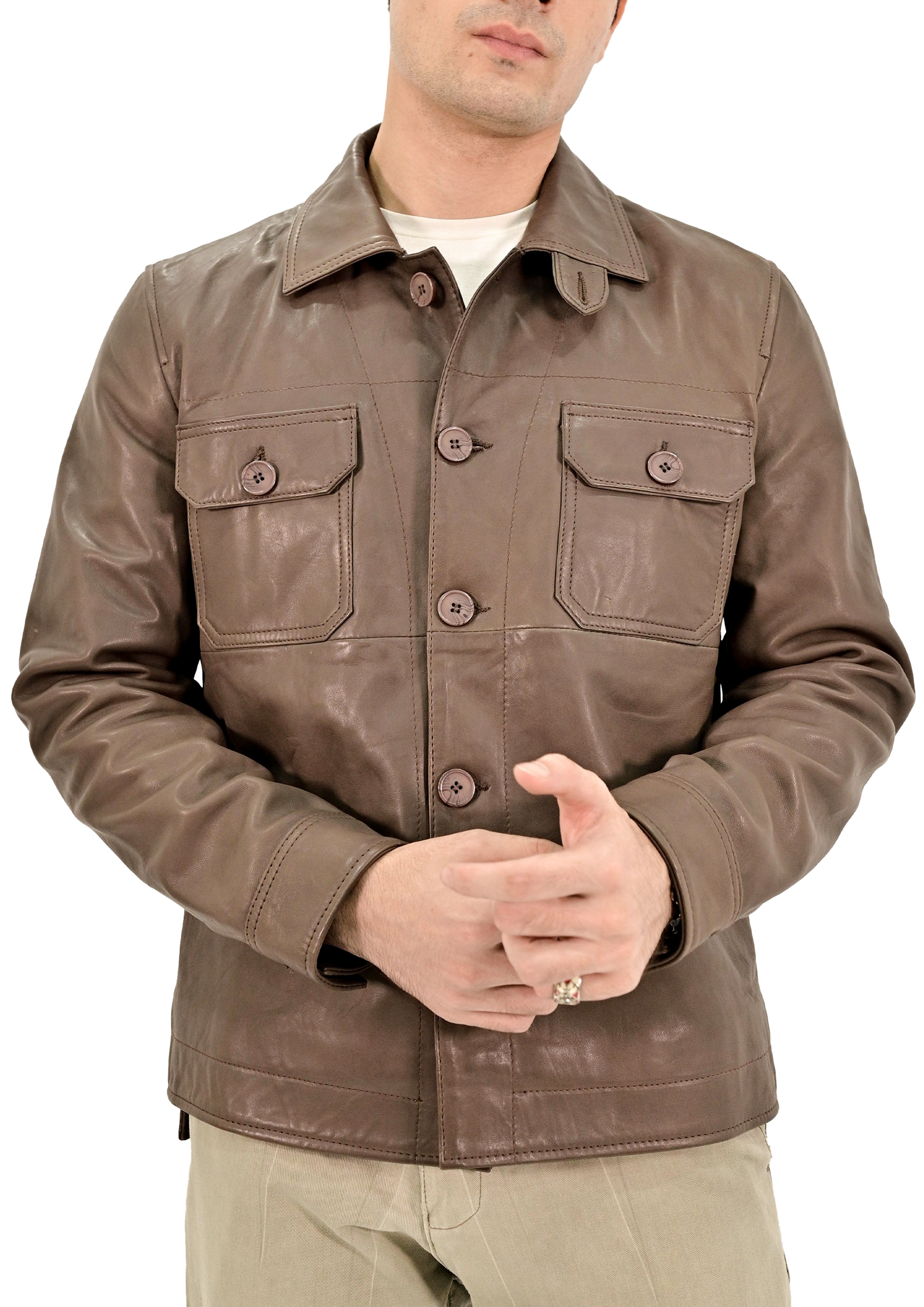 Collar Style Real Lambskin Leather Jacket