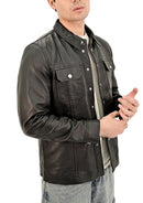 Men’s Classic Shirt-Style Leather Jacket - Genuine Lambskin Smart-Casual Layer