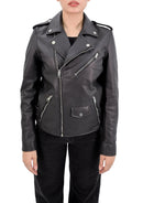 Genuine Leather Women’s Moto Jacket - Classic Biker Style with Thermal Zip-Out Liner