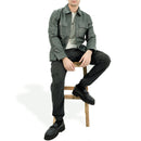 Polo Collar Premium Mens Leather Jacket - Green