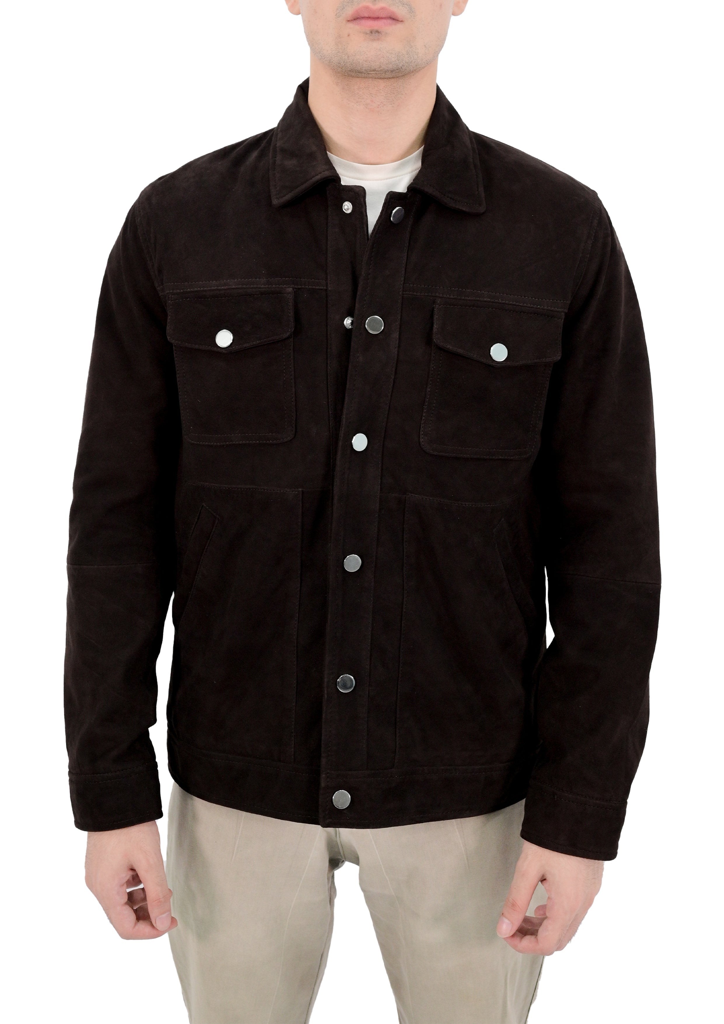 Shirt Collar Style Real Lambskin Leather Jacket