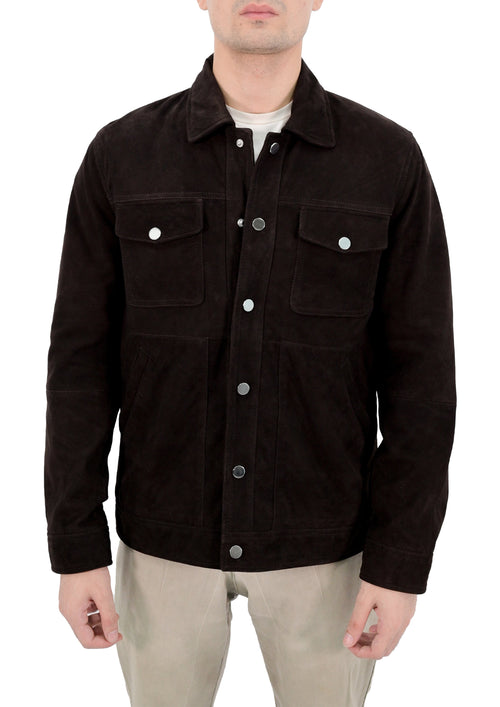 Shirt Collar Style Real Lambskin Leather Jacket