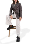 Lambskin Leather Blazer Women With Hand Stitch Thread - Brown