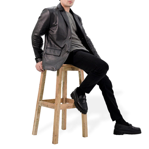 Real Lambskin Casual Men's Leather Jacket