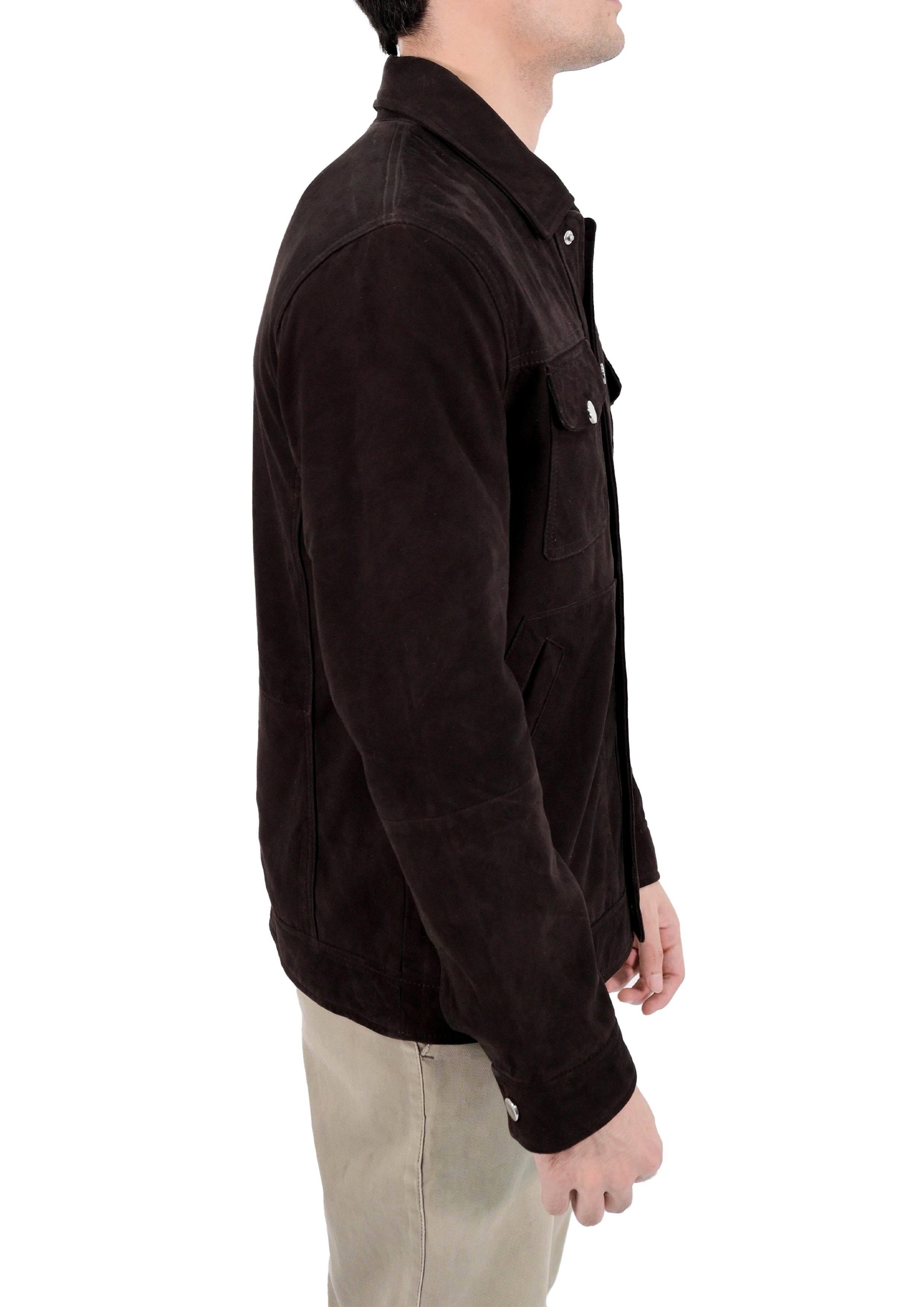 Shirt Collar Style Real Lambskin Leather Jacket
