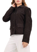 Trucker Suede Leather Jacket - Brown