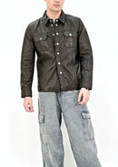 Men’s Classic Shirt-Style Leather Jacket - Genuine Lambskin Smart-Casual Layer