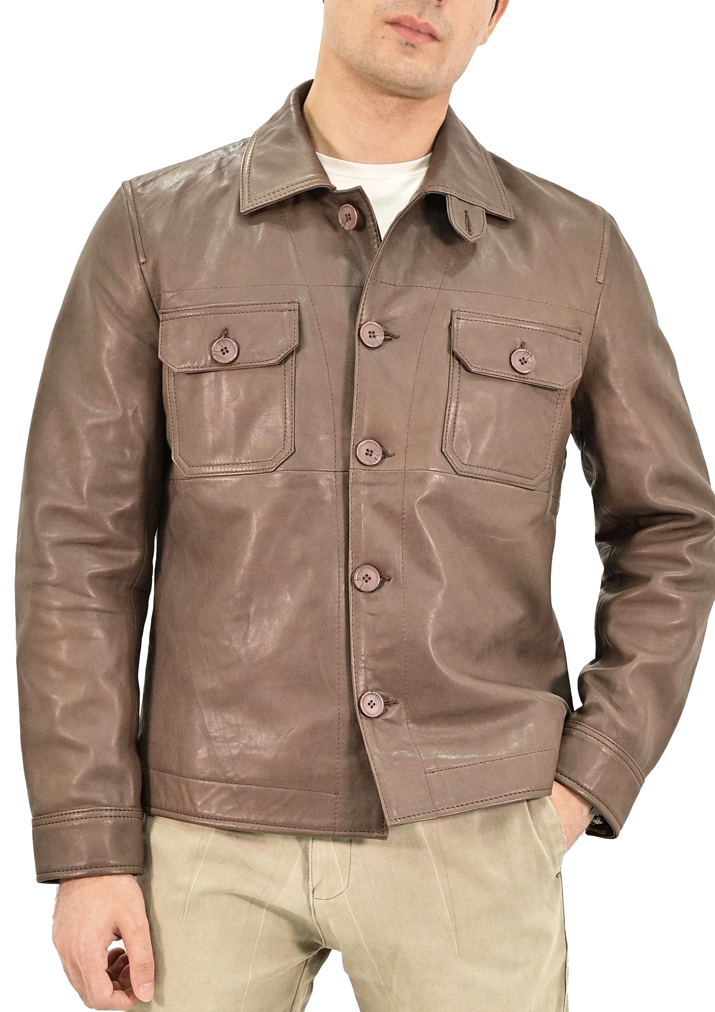 Collar Style Real Lambskin Leather Jacket