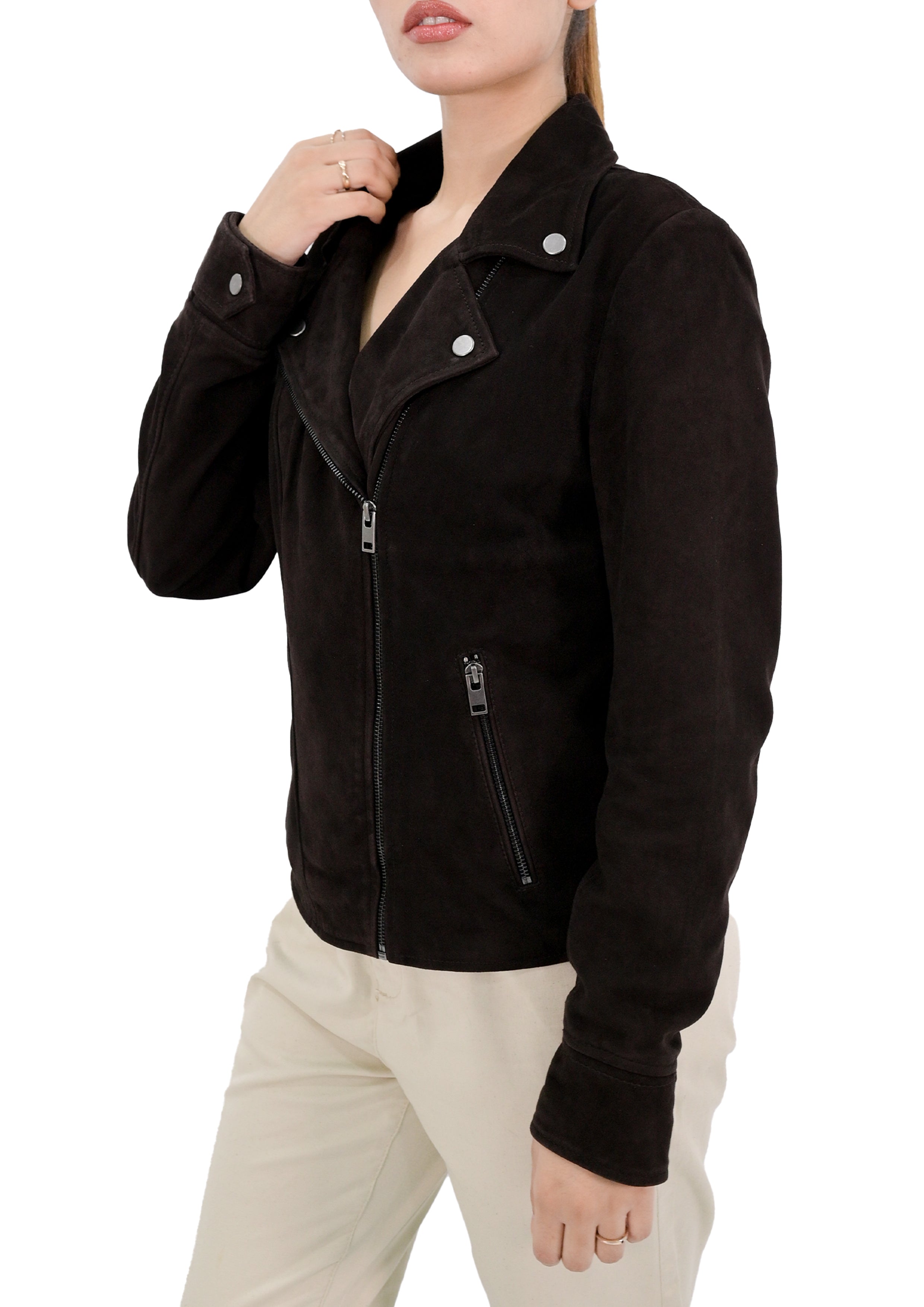 Classic Asymmetric Suede Leather Jacket