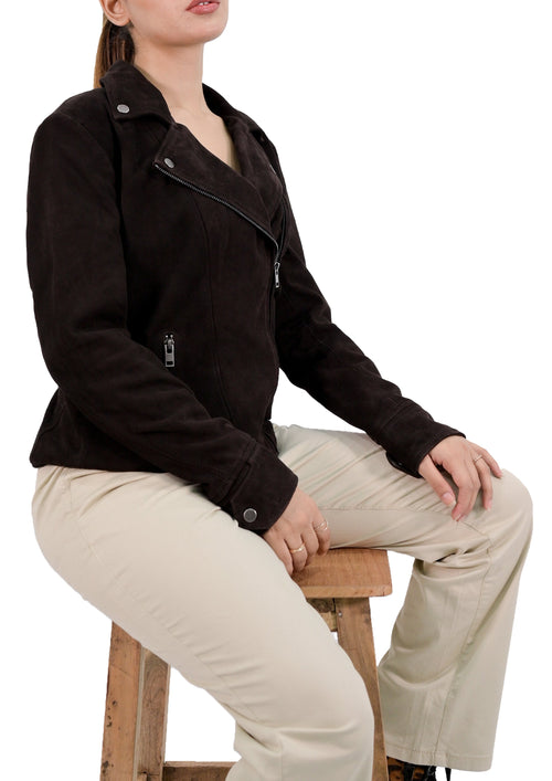 Classic Asymmetric Suede Leather Jacket
