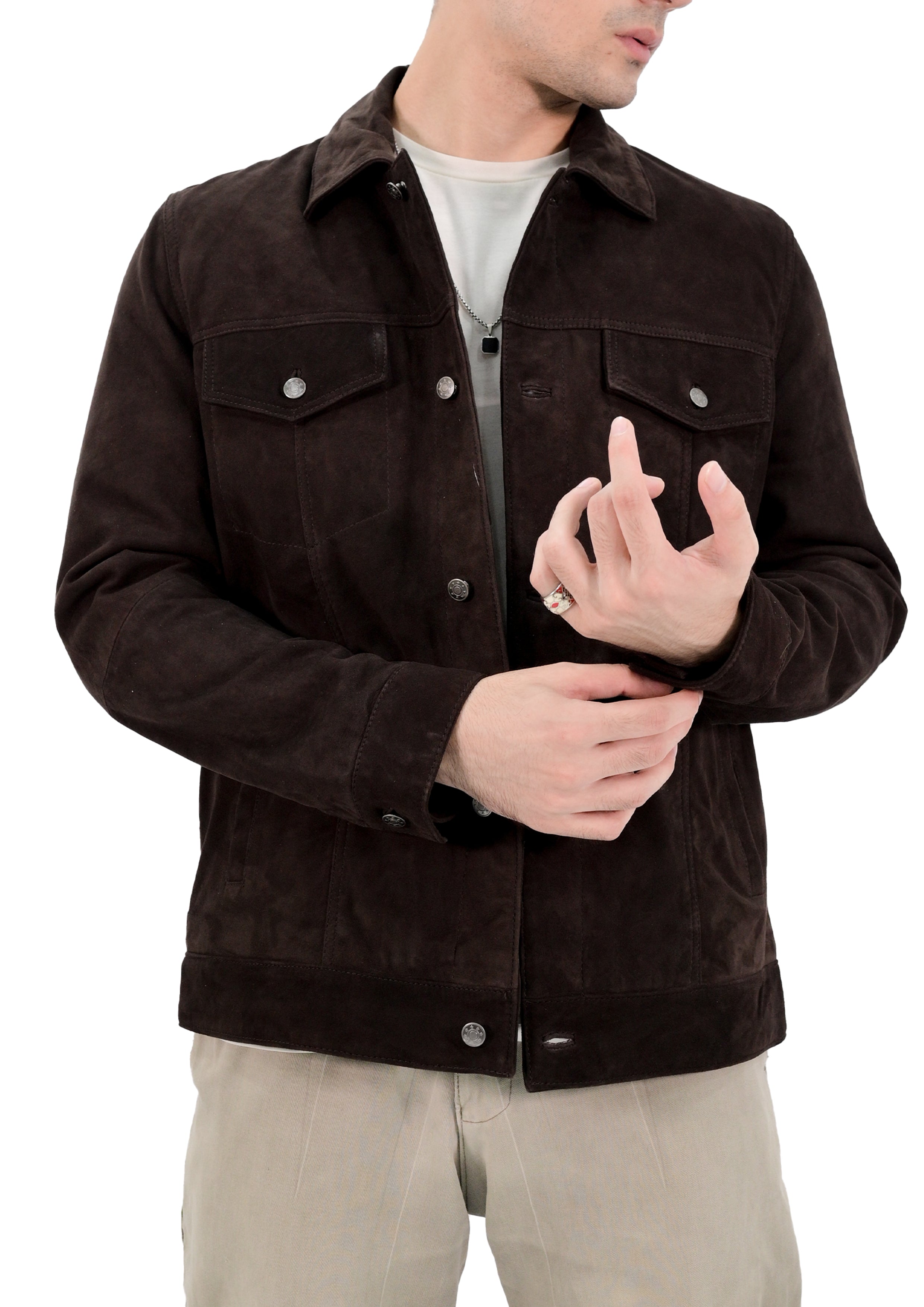 Premium Trucker Mens Leather Jacket